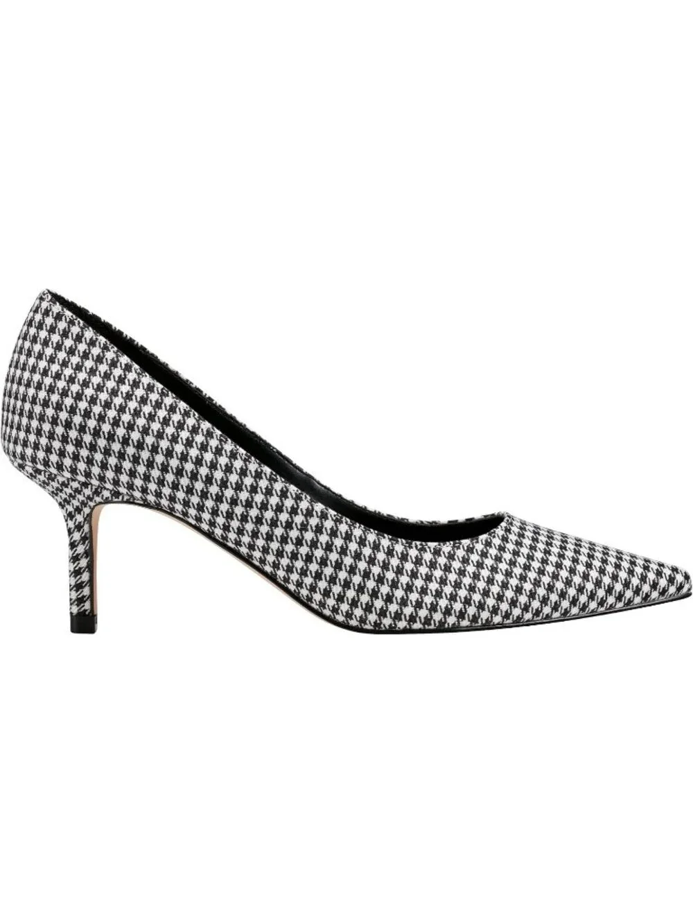 Womens Black White Houndstooth Pointed Toe Alola Casual Pumps Pull On Heel Shoes